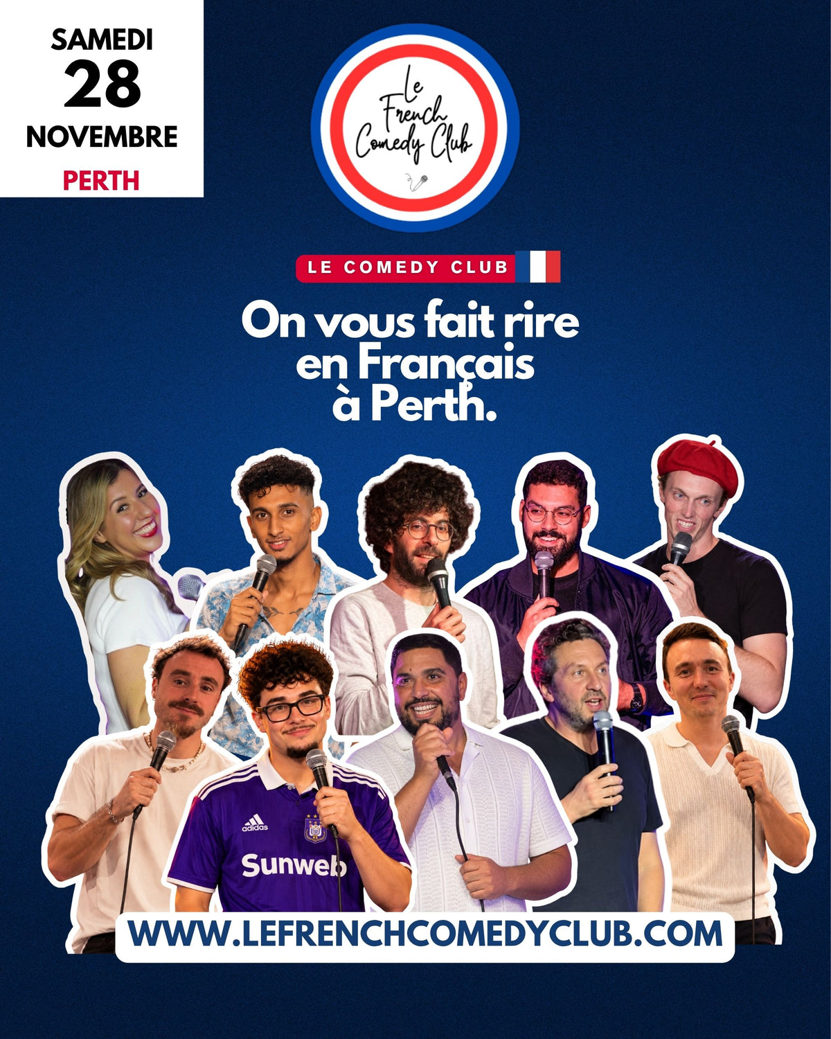 Le French Comedy Club Perth — Samedi 28 novembre 2026 — 17h00 ou 20h30 — The Chelsea Social